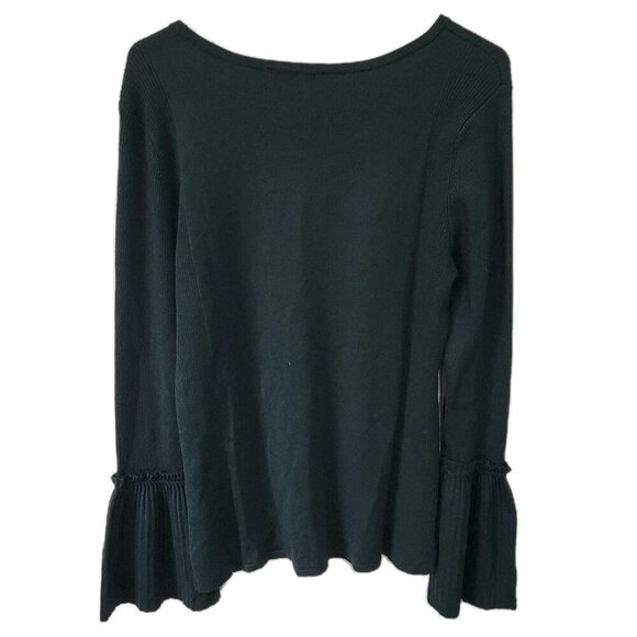 INC International Concepts Sweater XL NWT Hunter Forest Green Flutter Sleeves - Picture 2 of 5